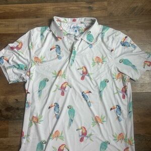 Chubbies White Parrot Print Polo Shirt